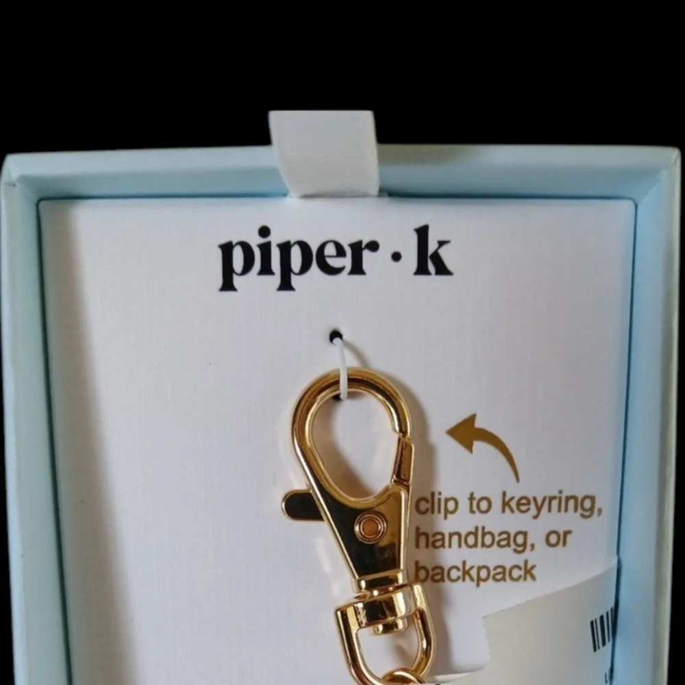 PIPER K Glass Pearls & Rose Quartz Citrus Slice Keychain Bag Purse Charm NEW NWT